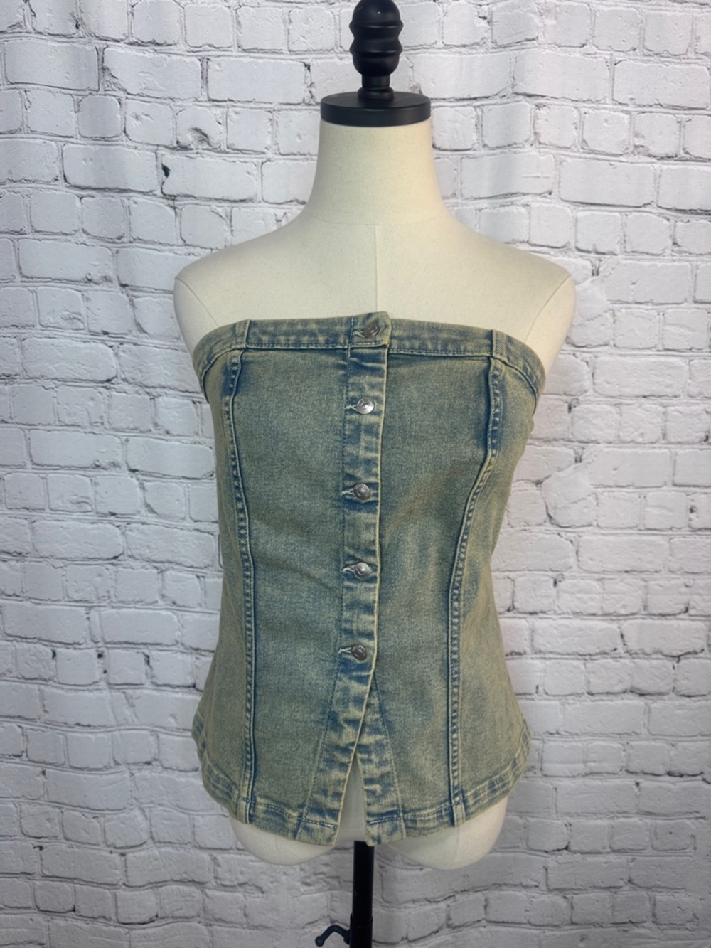 H&M Light Blue Denim Corset Top NEW Size Large L